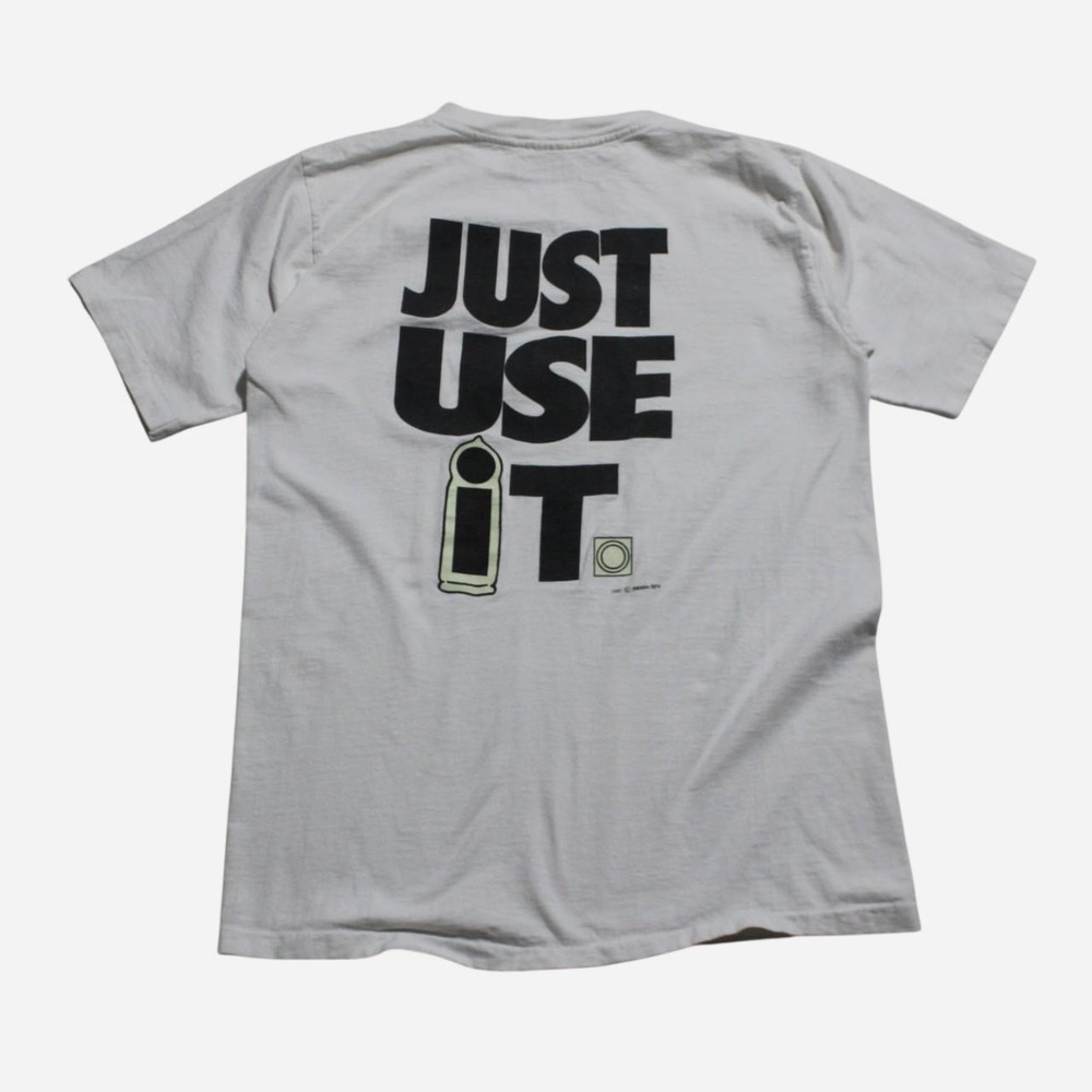 Mens Vintage 90s Skater Streetwear Comedy Nike Parody Offensive White T-shirt